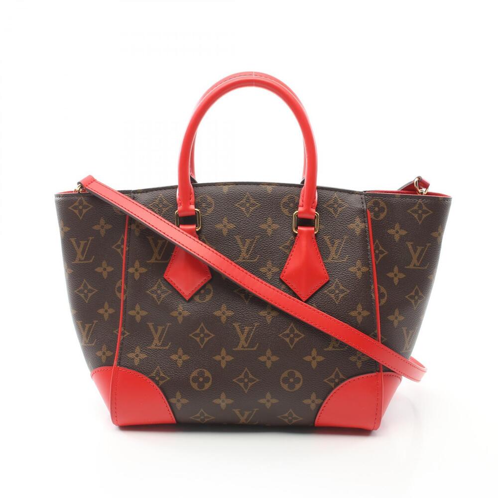 Louis Vuitton Phoenix Handbag Canvas Leather Monogram Brown Red